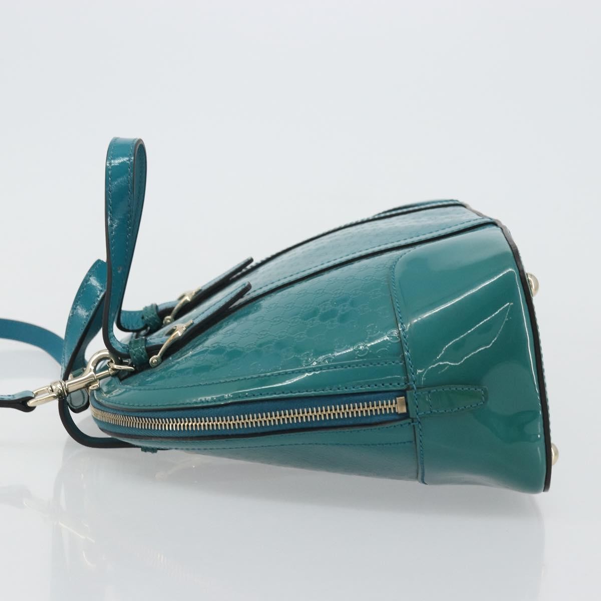 Gucci Nice Top Handle Microguccissima Patent, Turquoise, Patent Leather, Handbag