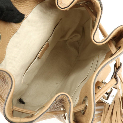 Gucci Bamboo Tassel Leather, Beige, Leather, Backpack