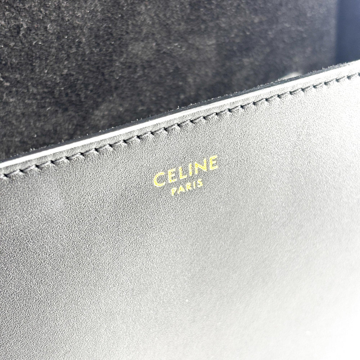 Celine Cuir Triomphe Folco Leather, Black, Calfskin, Handbag