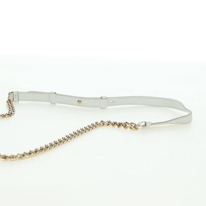 Salvatore Ferragamo Vala Chain Leather, White, Leather, Shoulder Bag