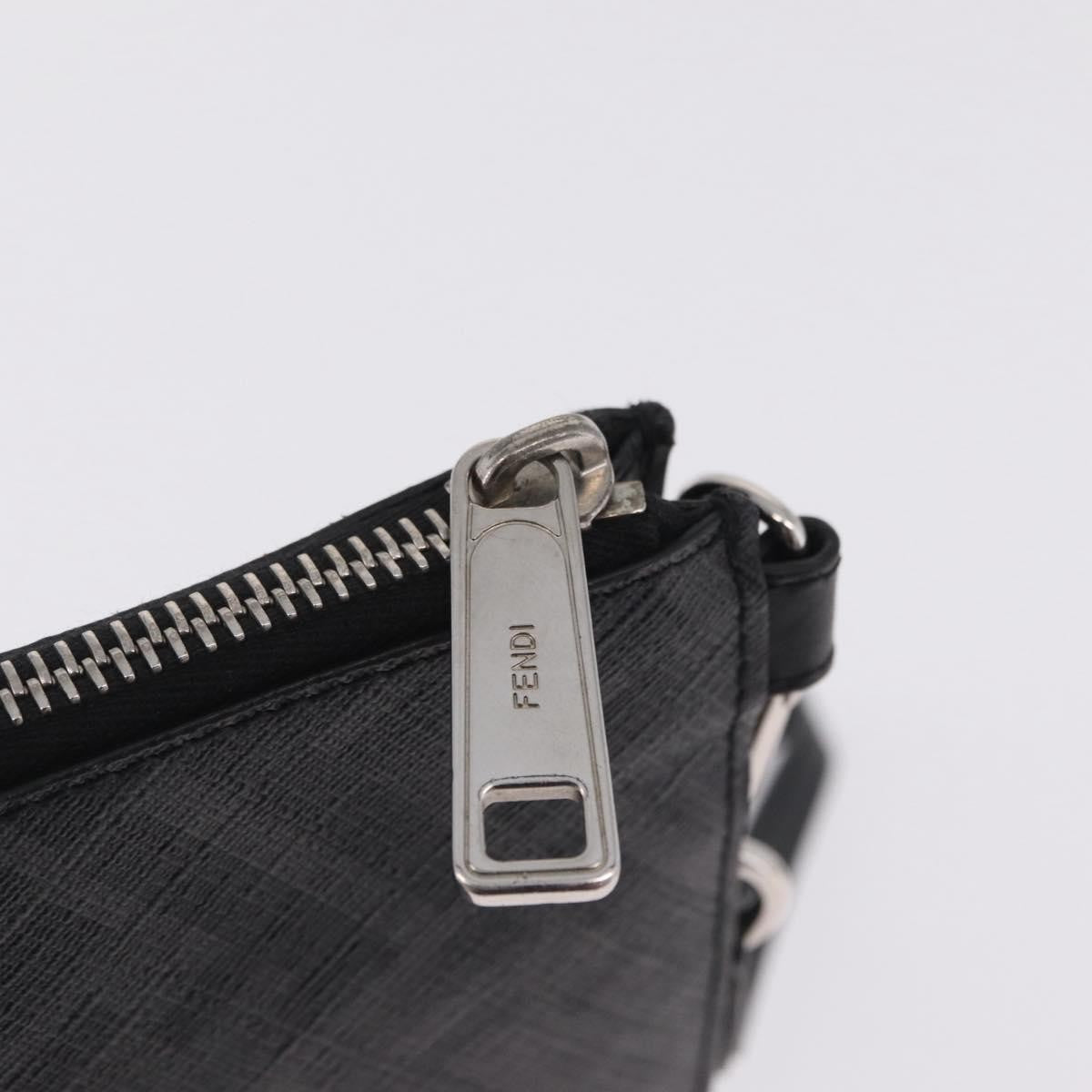 Fendi Zip Flat Wristlet Zucca Coated Canvas and Leather, Black, Canvas, Clutch