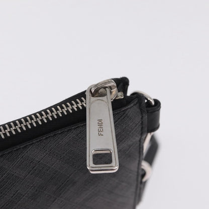 Fendi Zip Flat Wristlet Zucca Coated Canvas and Leather, Black, Canvas, Clutch