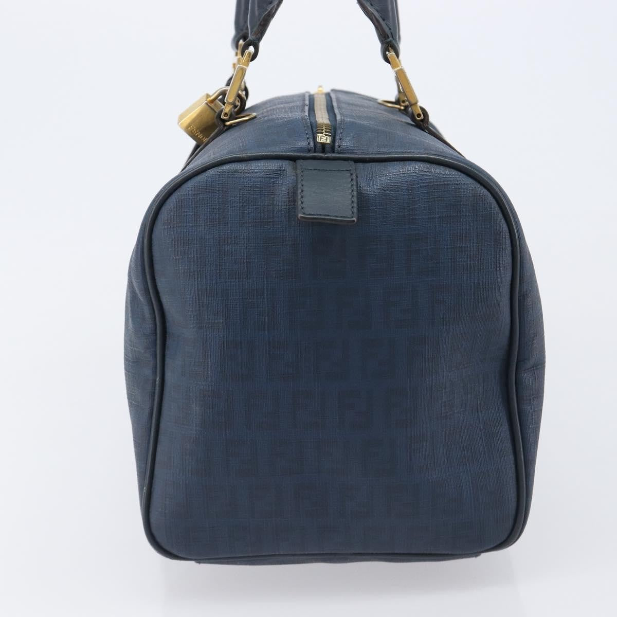 Fendi Boston Zucchino Coated Canvas, Navy, Canvas, Handbag