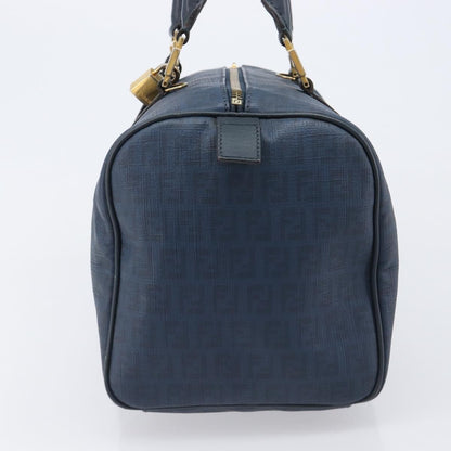 Fendi Boston Zucchino Coated Canvas, Navy, Canvas, Handbag
