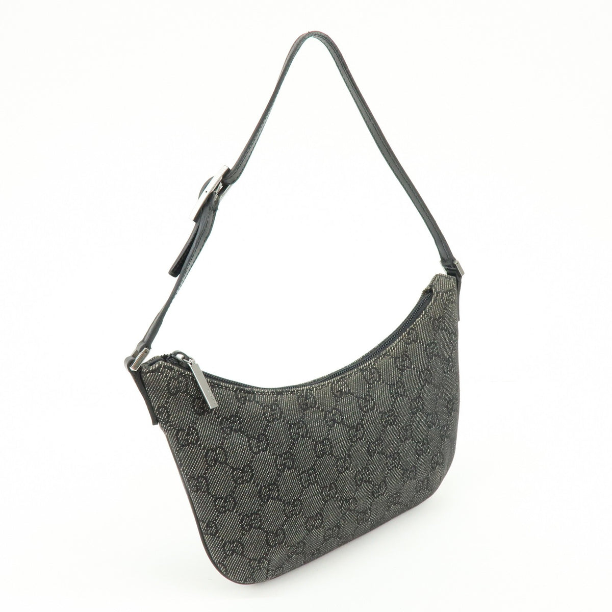 Gucci Horsebit Slim GG Denim with Leather, Black, Leather, Shoulder Bag
