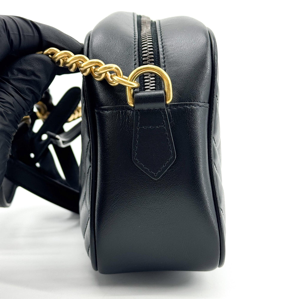 Gucci GG Marmont Chain Matelasse Leather, Black, Leather, Crossbody Bag