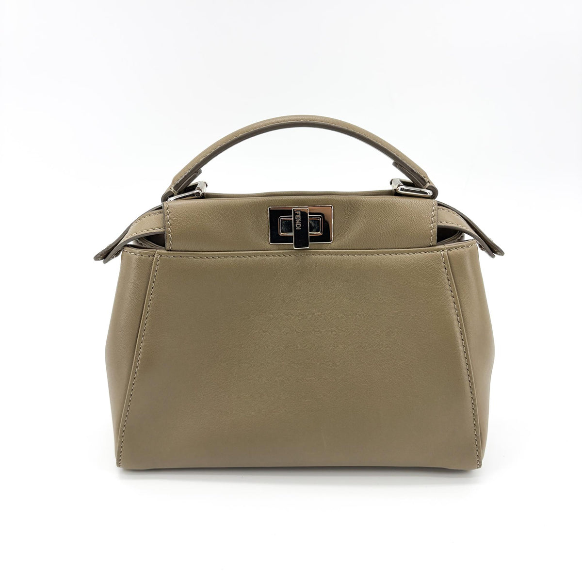 Fendi Peekaboo Soft Leather, Beige, Leather, Handbag