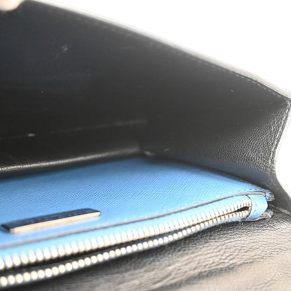 Prada Convertible Sound Top Handle Saffiano Leather, Blue, Leather, Shoulder Bag
