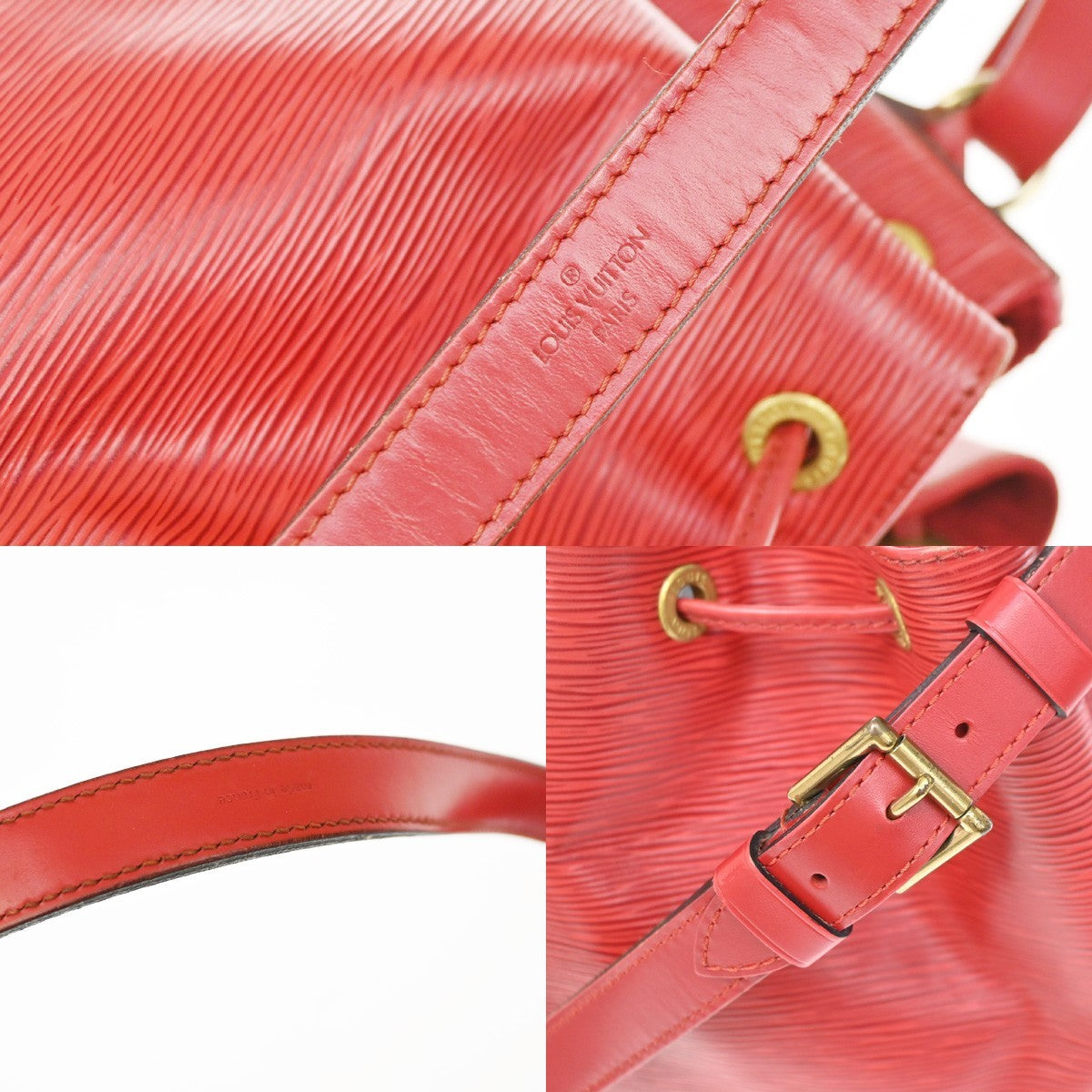 Louis Vuitton Petit Noe Epi Leather, Red, Leather, Handbag