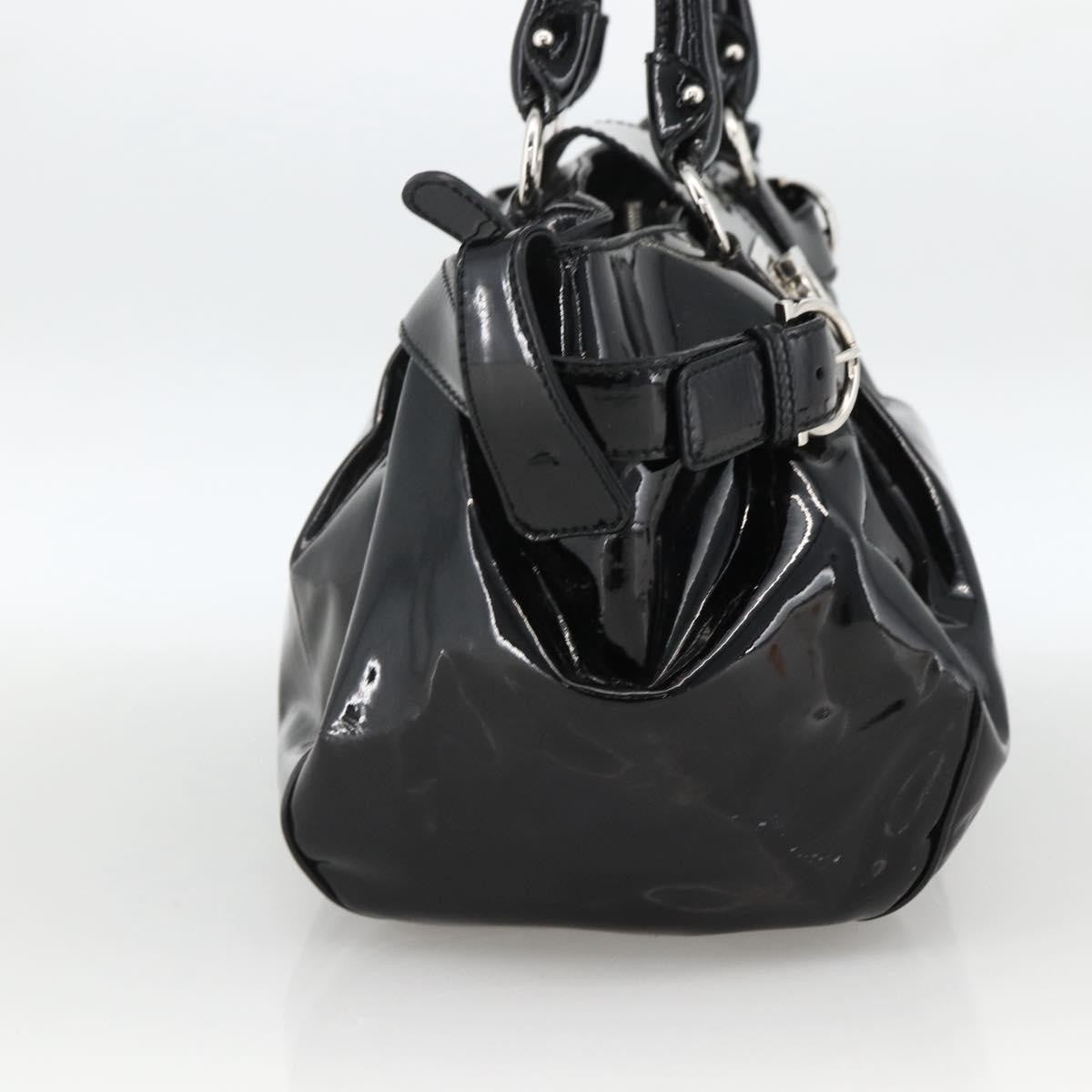 Salvatore Ferragamo Gancini Patent Leather, Black, Patent Leather, Handbag