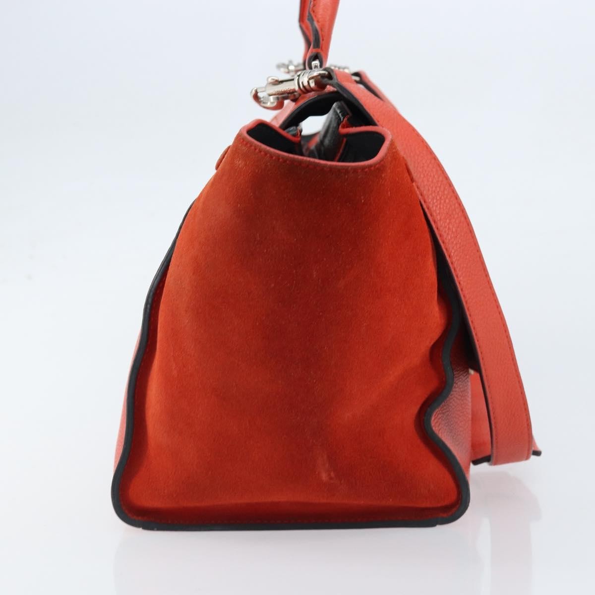 Celine Trapeze Leather with Suede, Orange, Leather, Handbag