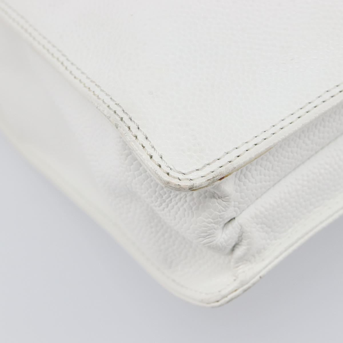 Chanel Vintage Wooden Quilted Caviar, White, Leather, Tote Bag