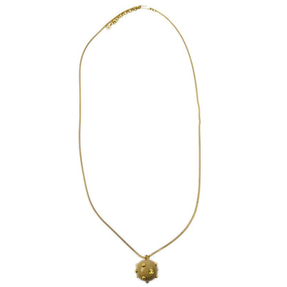 Chanel Vintage CC Ball Pendant Metal and Enamel, Beige, Gold Plated, Necklace
