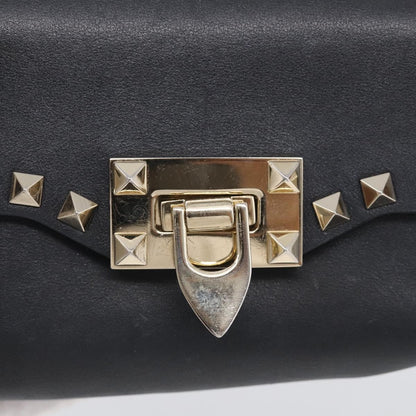 Valentino Garavani Rockstud Flip Lock Flap Leather, Black, Leather, Handbag