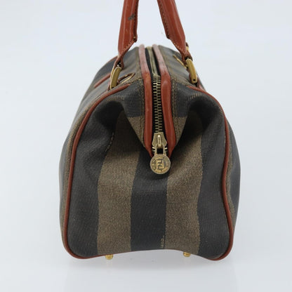 Fendi Vintage Pequin Convertible Boston Coated Canvas, Brown, Canvas, Handbag