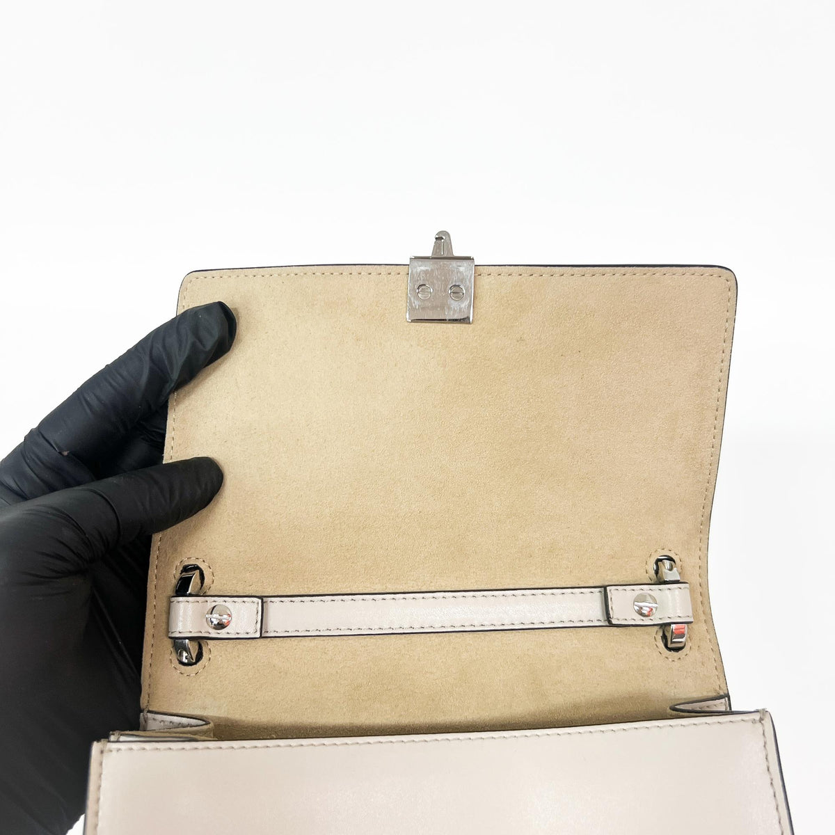 Fendi Kan I Leather, Ecru, Leather, Shoulder Bag