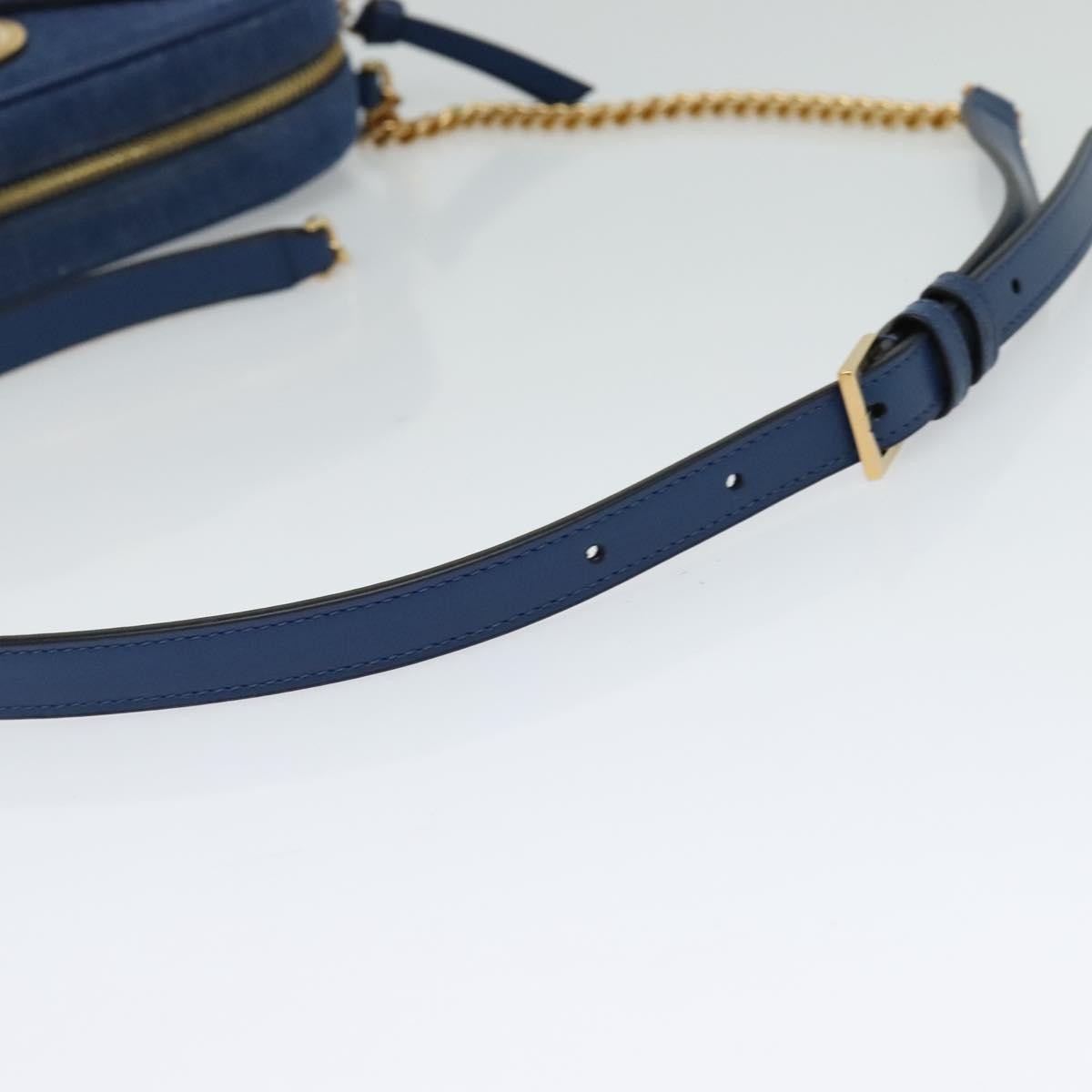 Versace Medusa Icon Front Slip Pocket Camera Quilted Denim, Blue, Canvas, Shoulder Bag