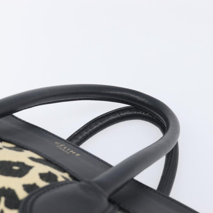 Celine Luggage Printed Canvas and Leather, Black, Leather, Handbag