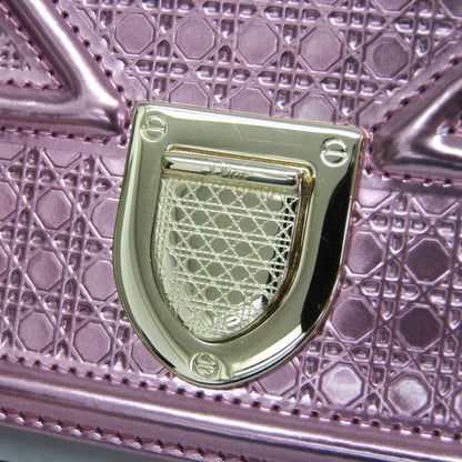 Christian Dior Diorama Wallet on Chain Metallic Distressed Calfskin, Pink, Patent Leather, Crossbody Bag