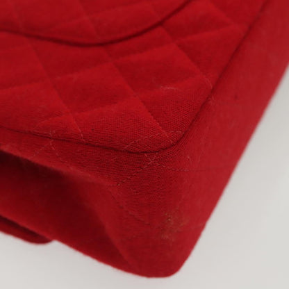 Chanel Vintage Classic Double Flap Bag Quilted Wool, RED, COTTON, Shoulder bag