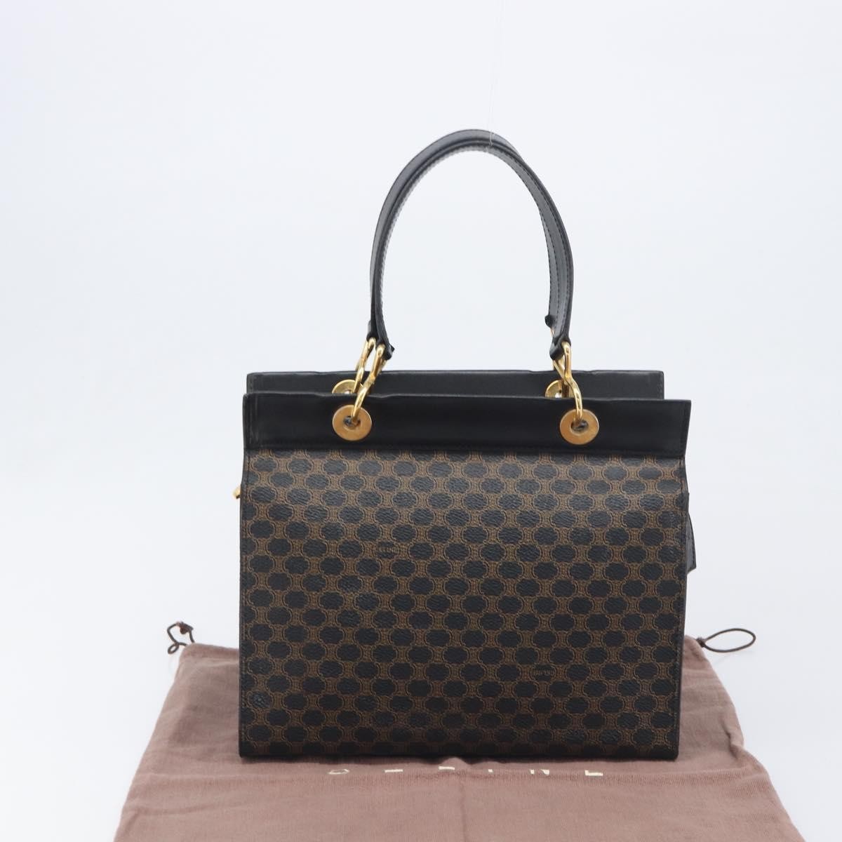 Celine Vintage Macadam Canvas, Black, PVC, Tote Bag