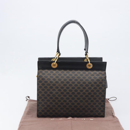 Celine Vintage Macadam Canvas, Black, PVC, Tote Bag