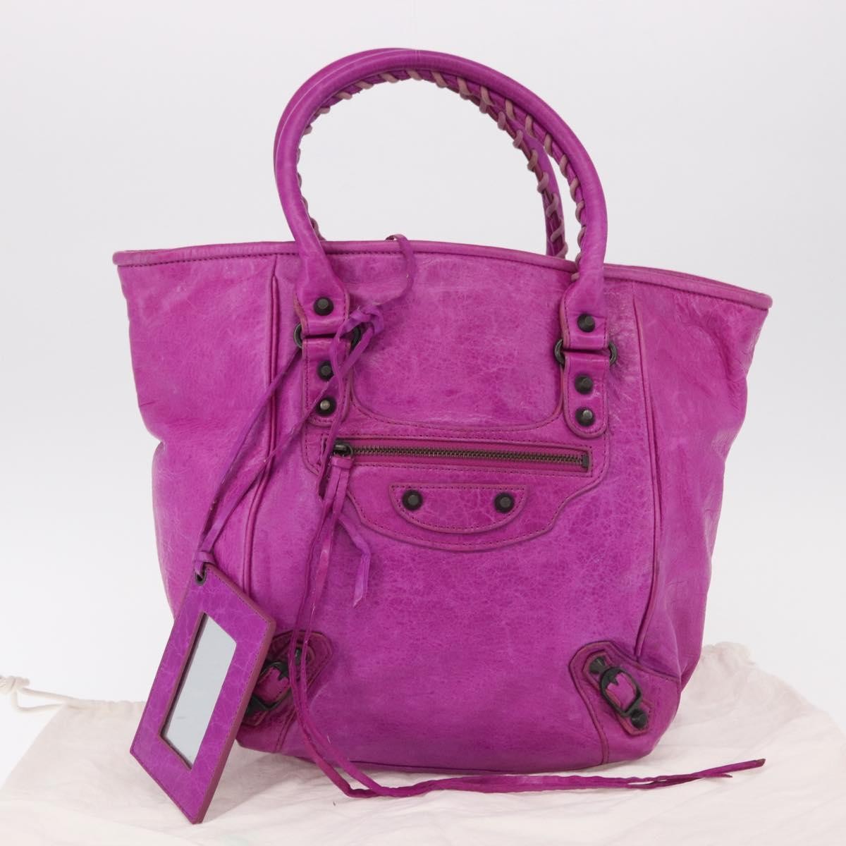 Balenciaga Classic Studs Sunday Tote Leather, Purple, Leather, Handbag