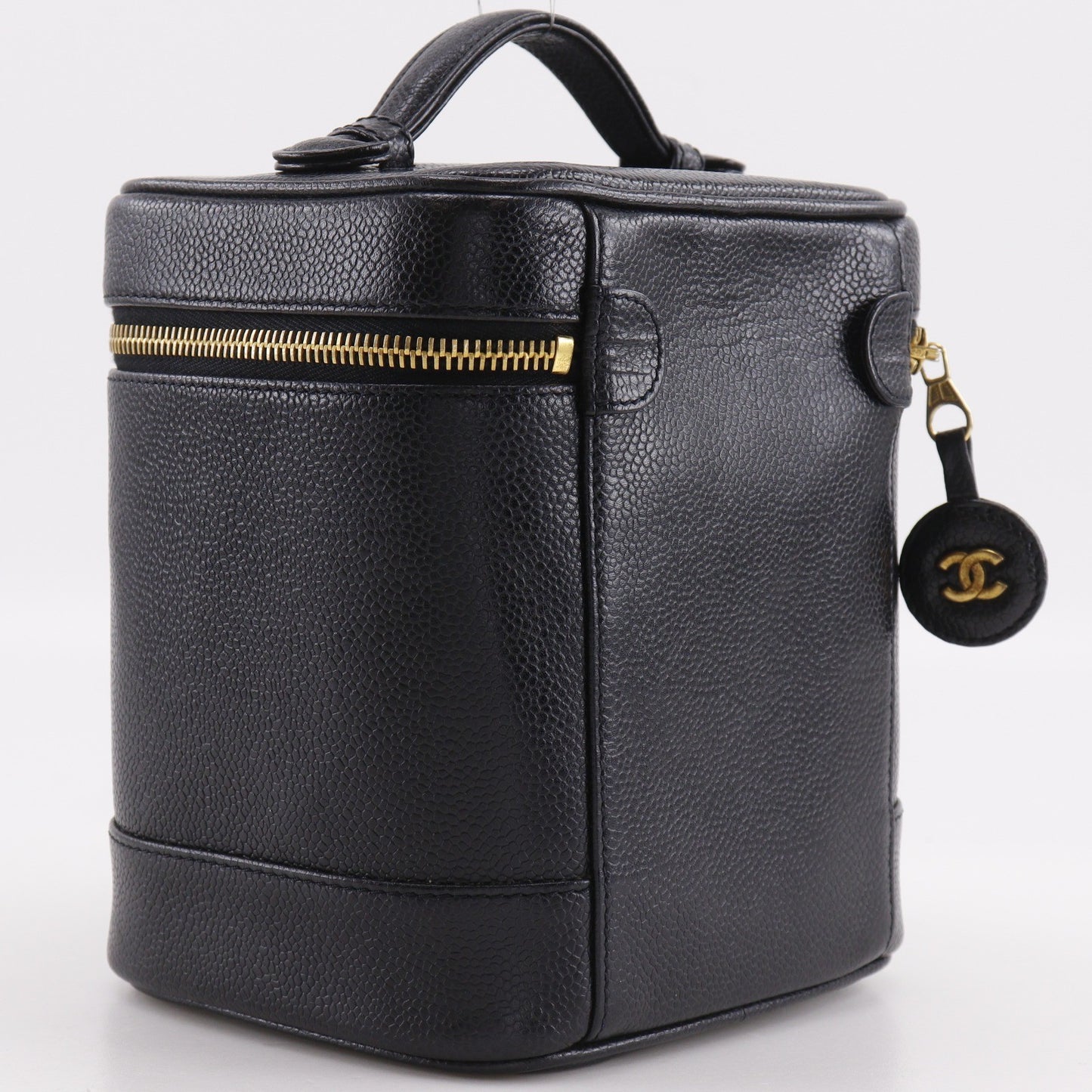 Chanel Vintage Timeless Cosmetic Case Caviar, Black, Leather, Handbag