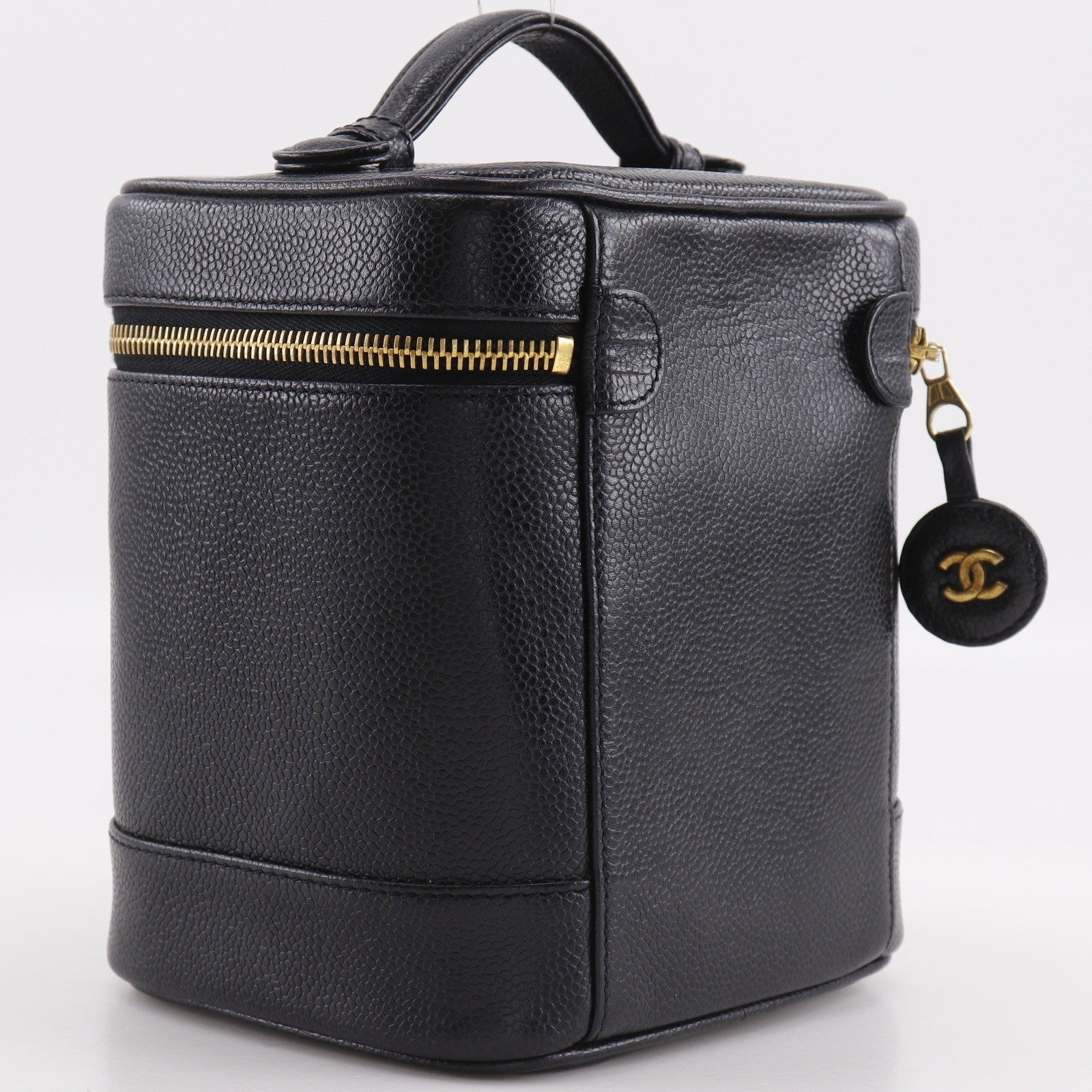 Chanel Vintage Timeless Cosmetic Case Caviar, Black, Leather, Handbag