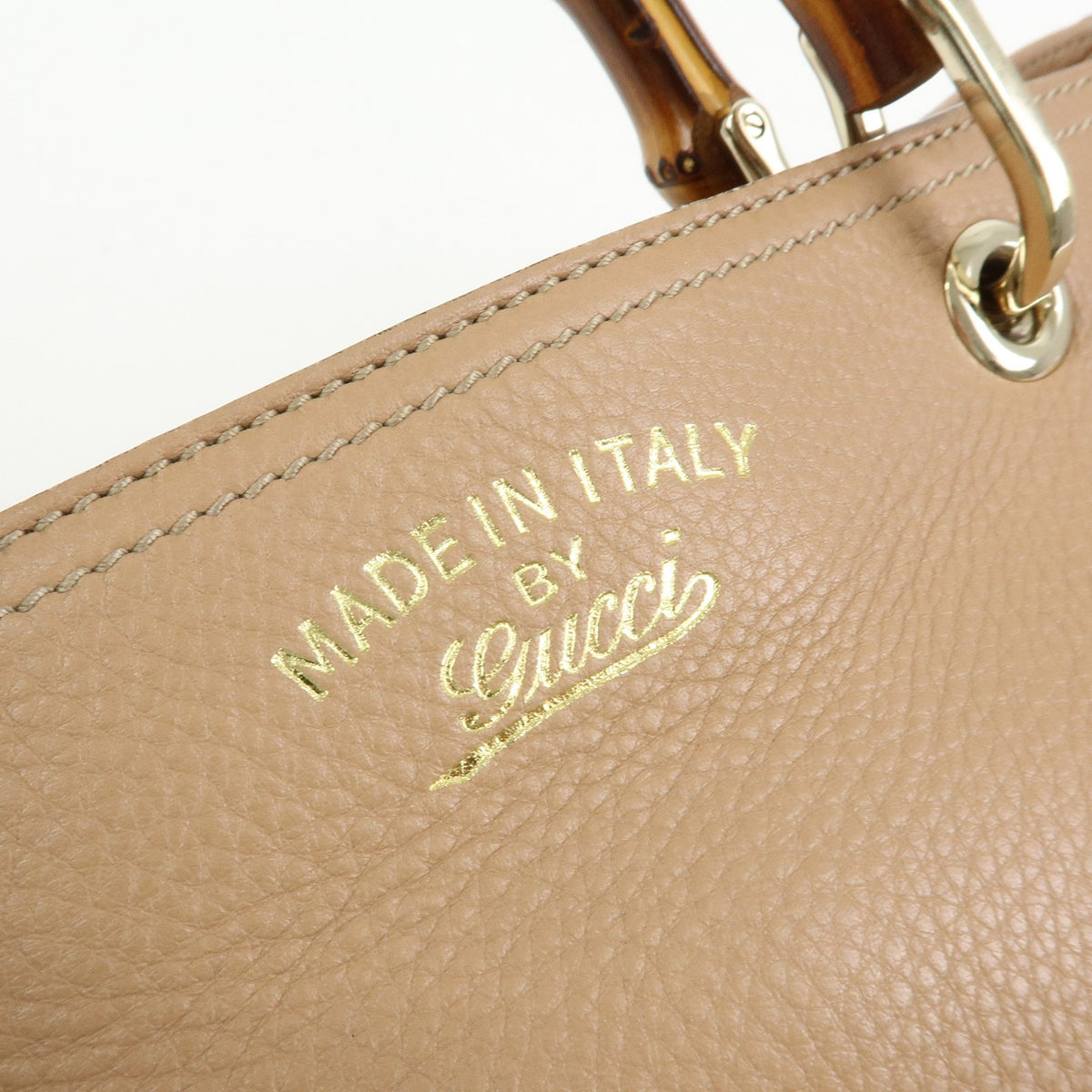 Gucci Bamboo Shopper Leather, Beige, Leather, Tote Bag