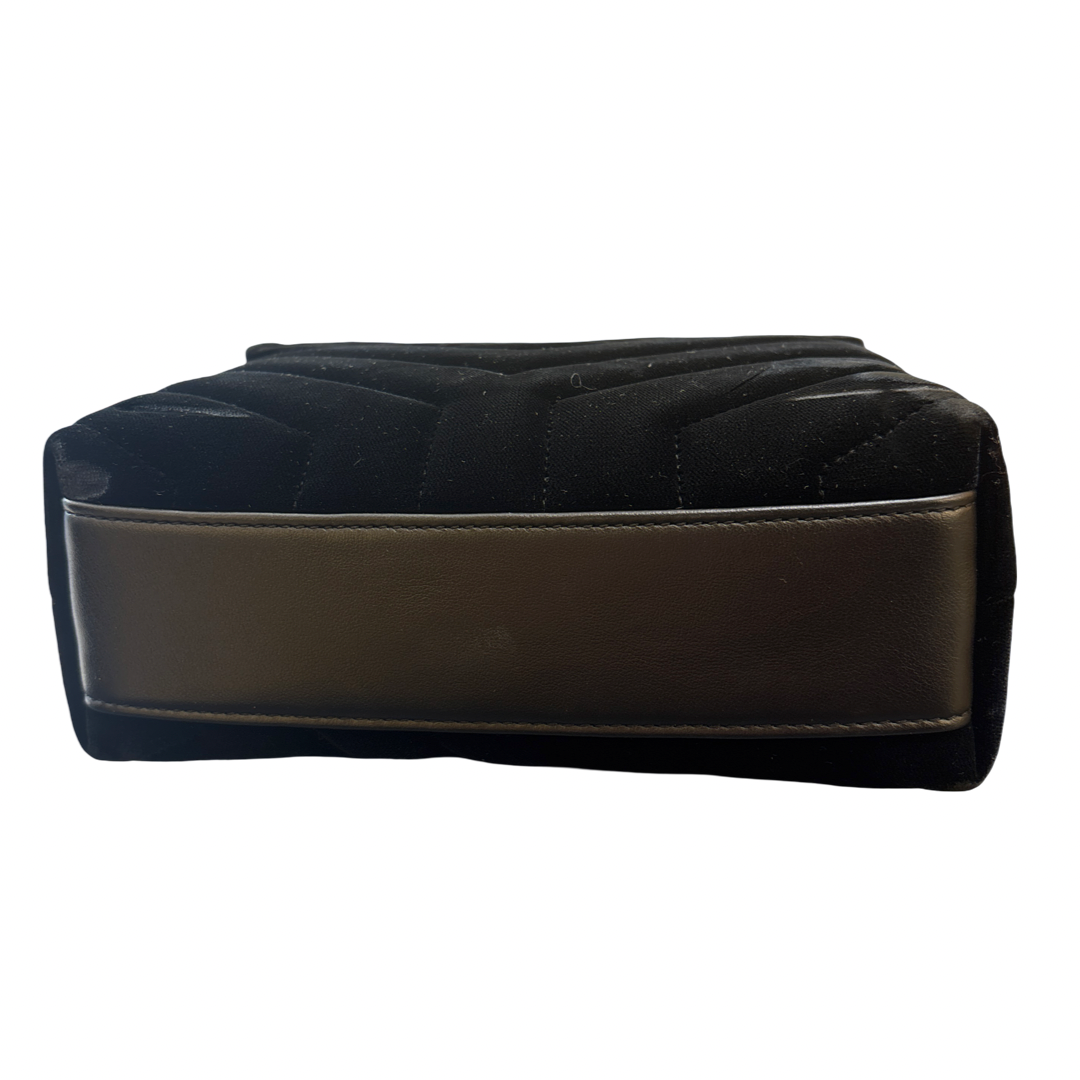 Saint Laurent LouLou Document Clutch Matelasse Chevron Leather, Black, Velvet, Handbag