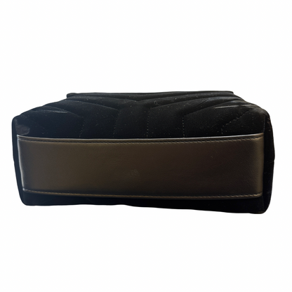Saint Laurent LouLou Document Clutch Matelasse Chevron Leather, Black, Velvet, Handbag