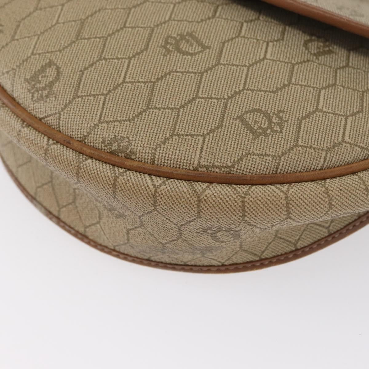 Christian Dior Vintage Honeycomb Flap Canvas and Leather, Beige, Canvas, Shoulder Bag