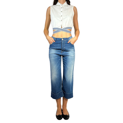 PIERRE BALMAN Button Down Cropped Shirt