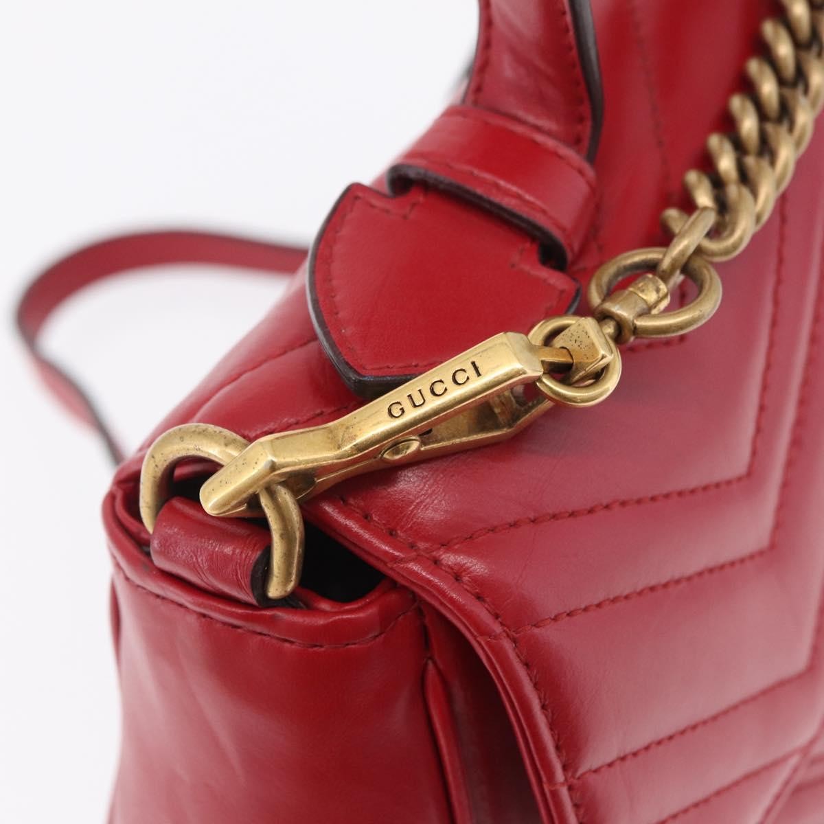 Gucci GG Marmont Top Handle Matelasse Leather, Red, Leather, Handbag