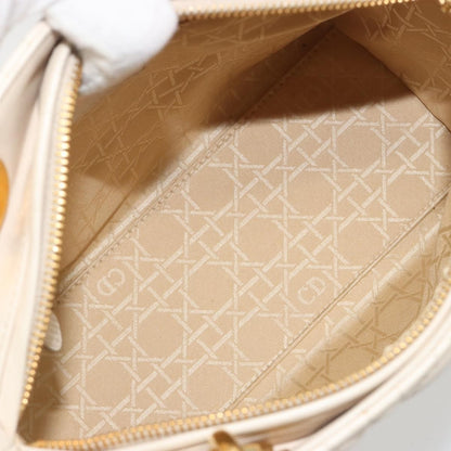 Christian Dior Lady Dior Cannage Quilt Lambskin, White, Leather, Handbag
