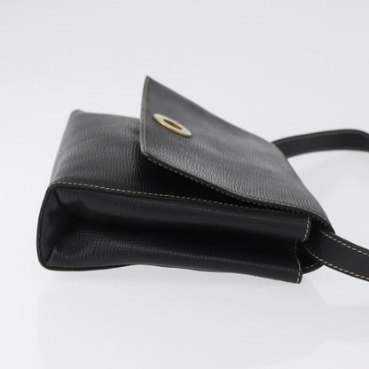 Celine Circle Logo Leather, Black, Leather, Shoulder Bag