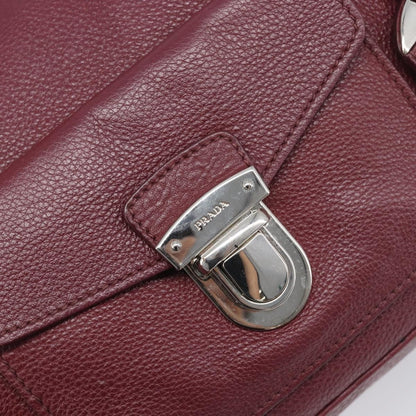 Prada Front Pocket Pushlock Convertible Boston Vitello Daino, Burgundy, Leather, Handbag