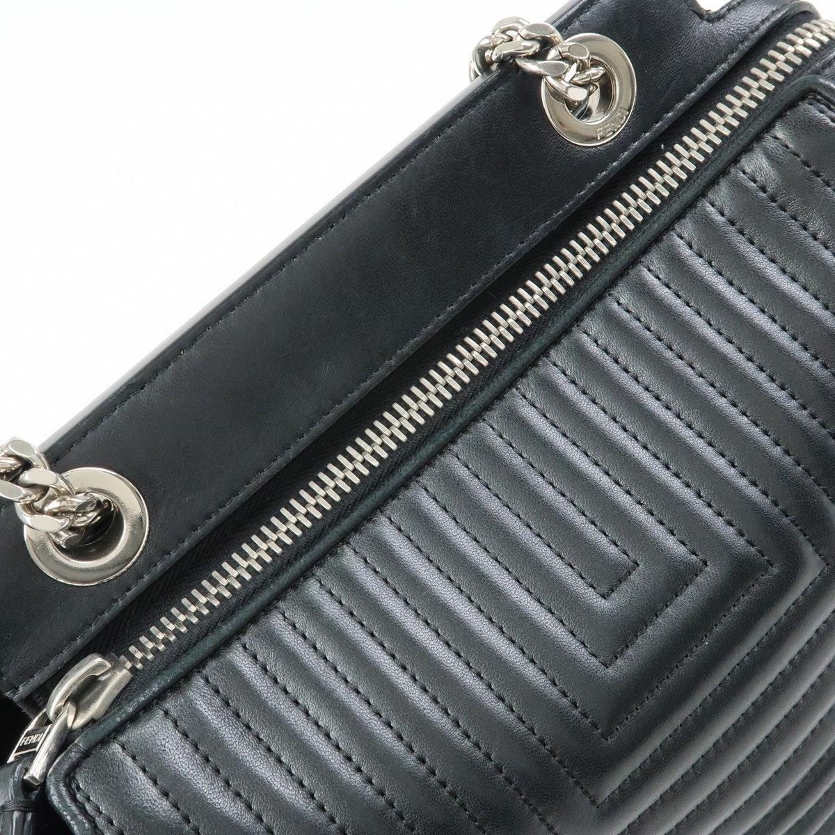 Fendi DotCom Click Quilted Leather, Black, Leather, Shoulder Bag