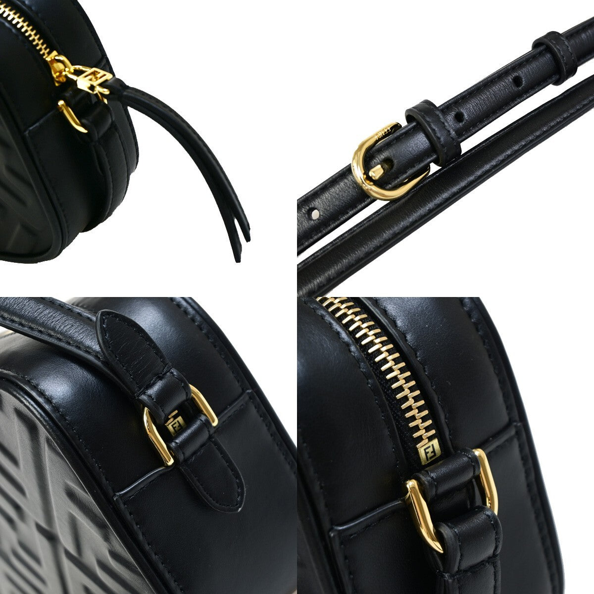 Fendi Camera Zucca Embossed Leather, Black, Leather, Handbag