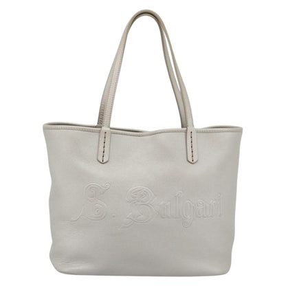 Bvlgari Vintage Leather, Gray, Leather, Tote Bag