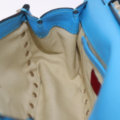 Valentino Garavani Rockstud Flip Lock Compartment Leather, Blue, Leather, Shoulder Bag