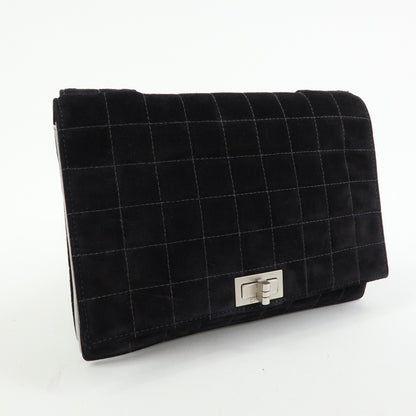 Chanel Chocolate Bar Mademoiselle Flap Quilted Leather, Black, Suede, Handbag