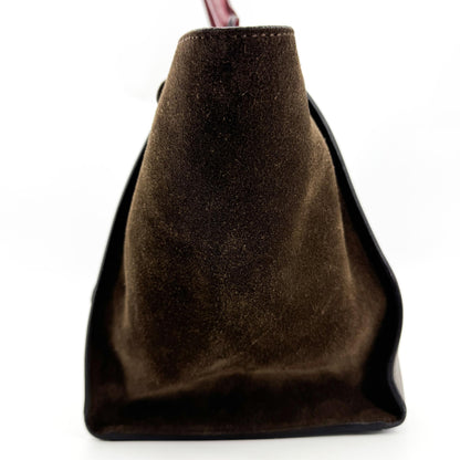 Celine Tricolor Trapeze Leather, Brown, Leather, Handbag