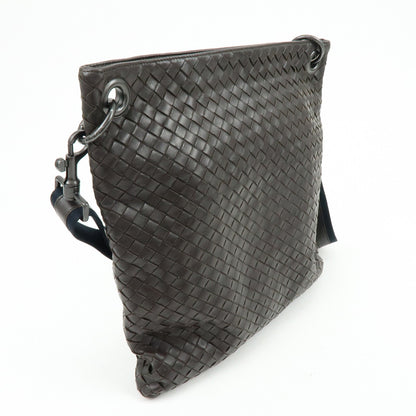Bottega Veneta Flat Messenger Intrecciato Nappa, Brown, Leather, Handbag
