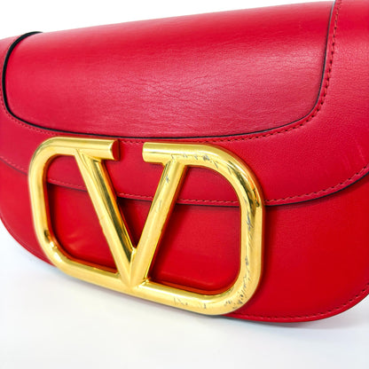 Valentino Garavani Supervee Leather, Gold, Leather, Crossbody Bag