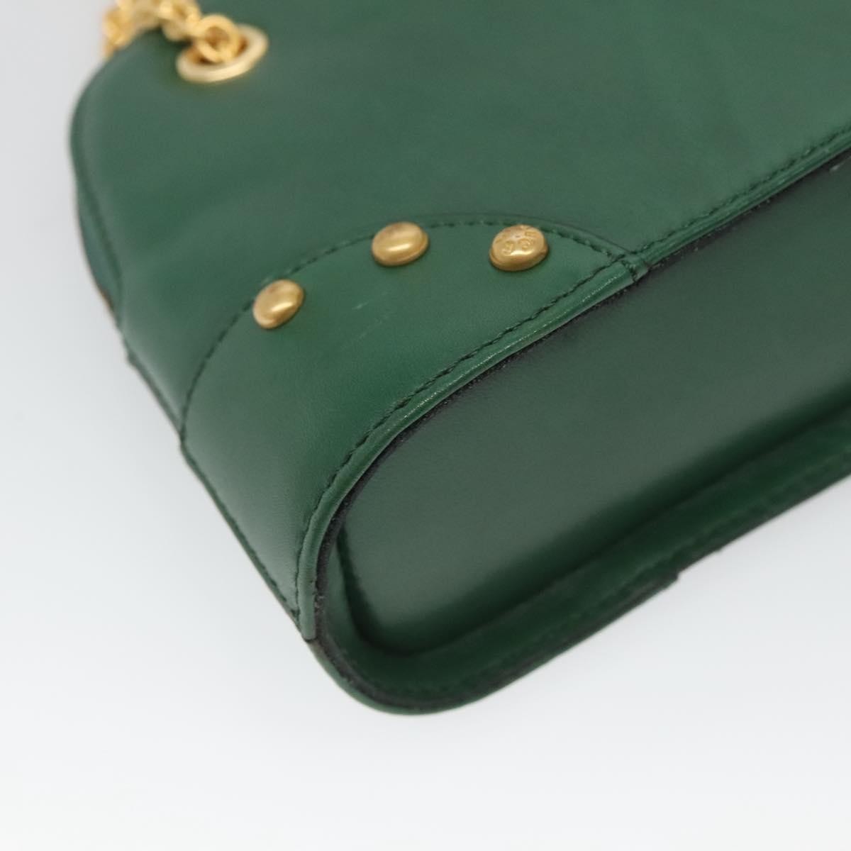 Celine Chain Vertical Quilted Lambskin, Green, Leather, Shoulder Bag