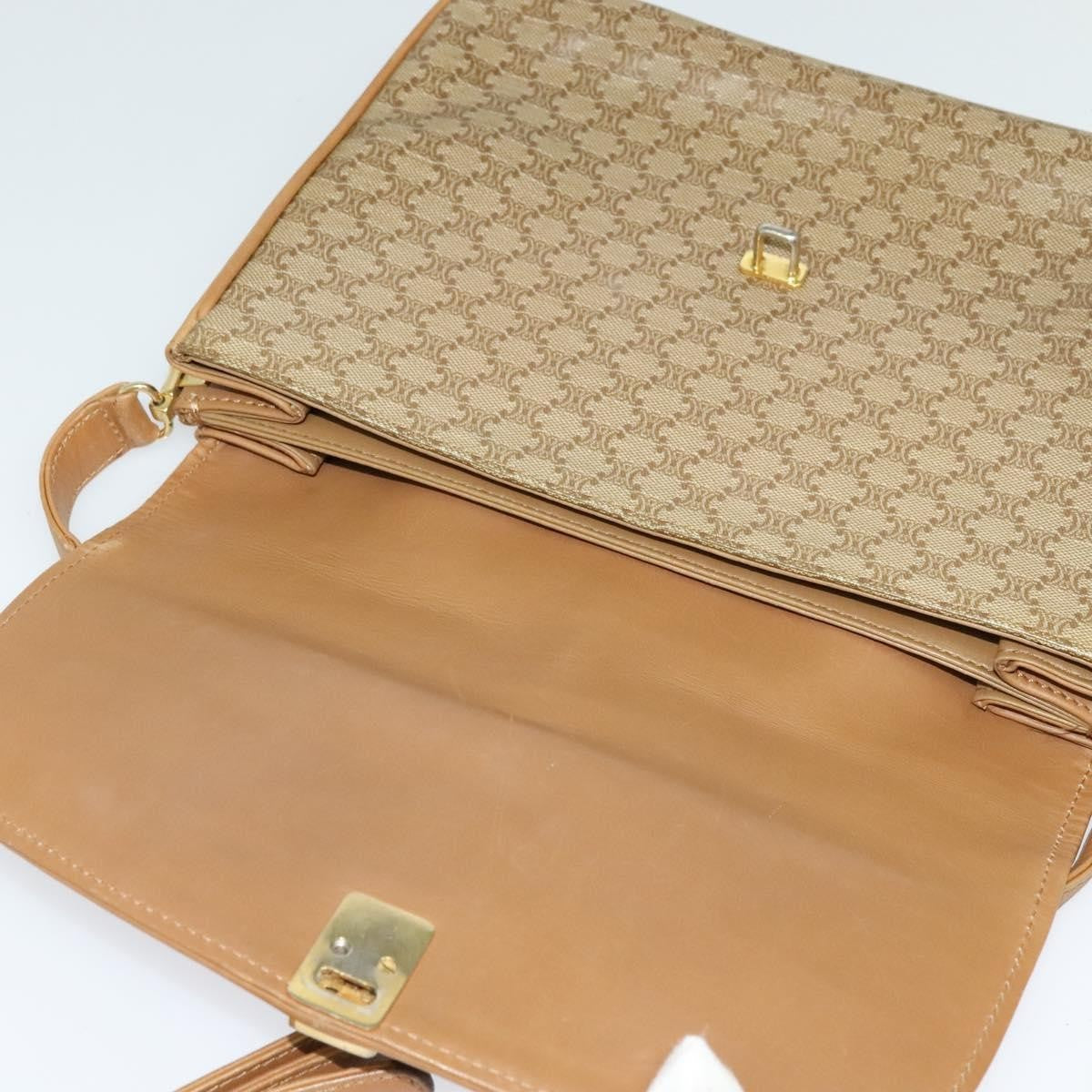 Celine Vintage Macadam Canvas and Leather, Beige, Canvas, Handbag