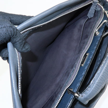 Fendi Selleria Peekaboo Grainy Leather, Gray, Leather, Handbag