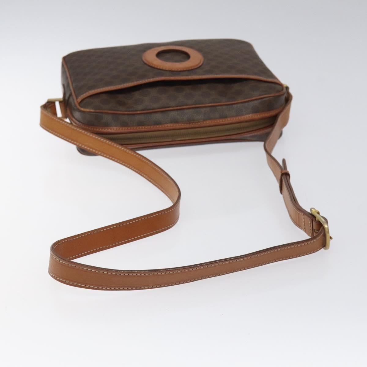 Celine Vintage Macadam Canvas and Leather, Brown, Canvas, Shoulder Bag